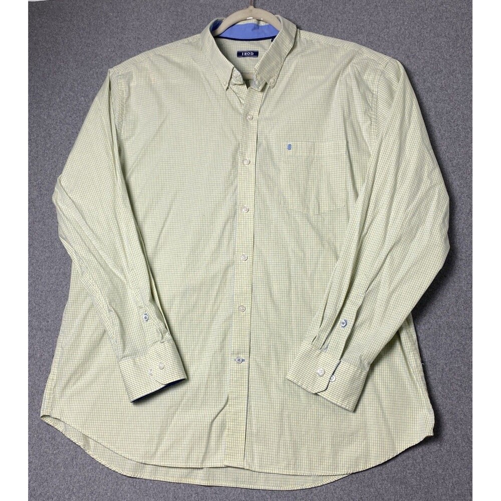 izod button down shirt Checked Green Long Sleeves Sz XXL